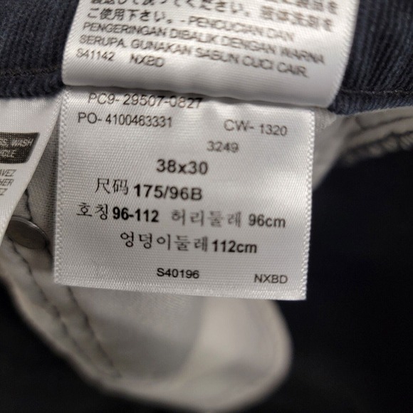 Levi's 507 Stretch Corduroy‎ Pants Mens Size 38x30 Black Tapered - Picture 2 of 10